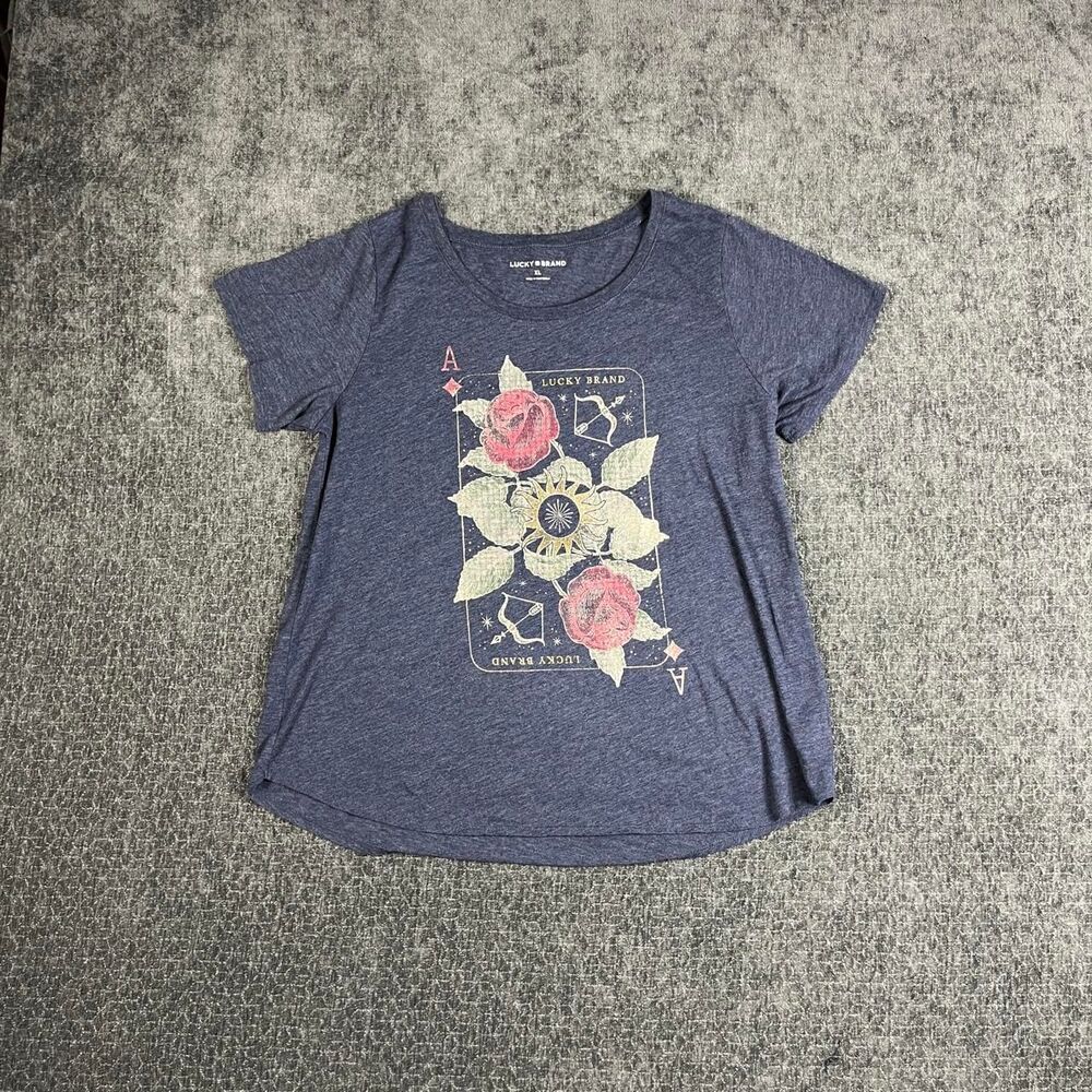 Lucky-brand Women's Blue and Navy T-shirt